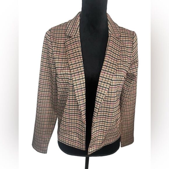 NWT MAURICES HOUNDSTOOTH BROWN PURPLE CLASSIC FALL BLAZER WOMENS SIZE SMALL - Picture 8 of 15
